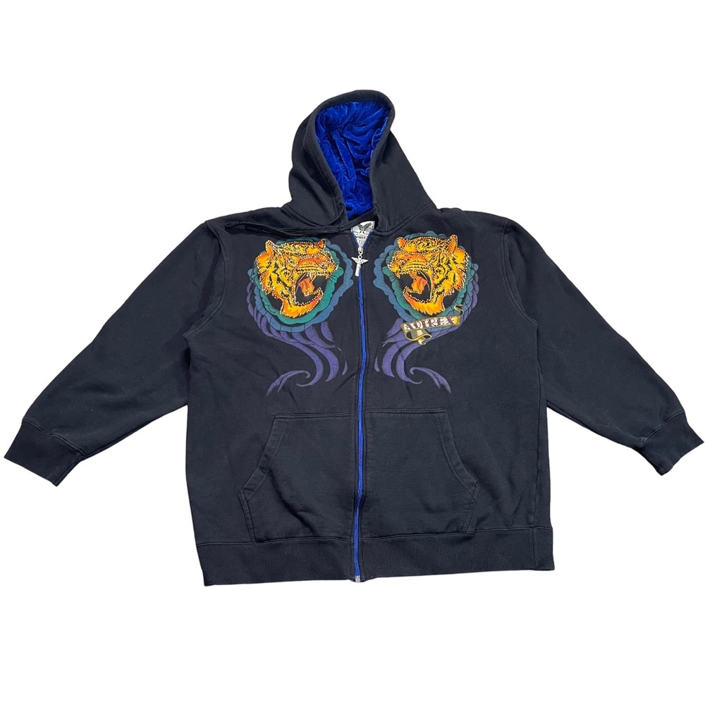 Vintage Y2K Avirex Zip Up Jeweled Hoodie Sweatshirt